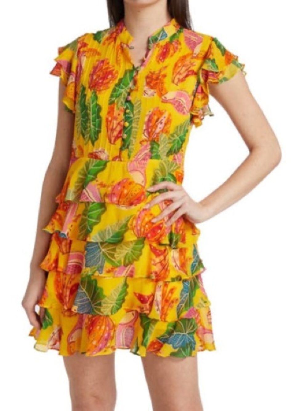 Farm Rio Beaks & Bananas Ruffle Mini Dress NEW - Picture 5 of 12